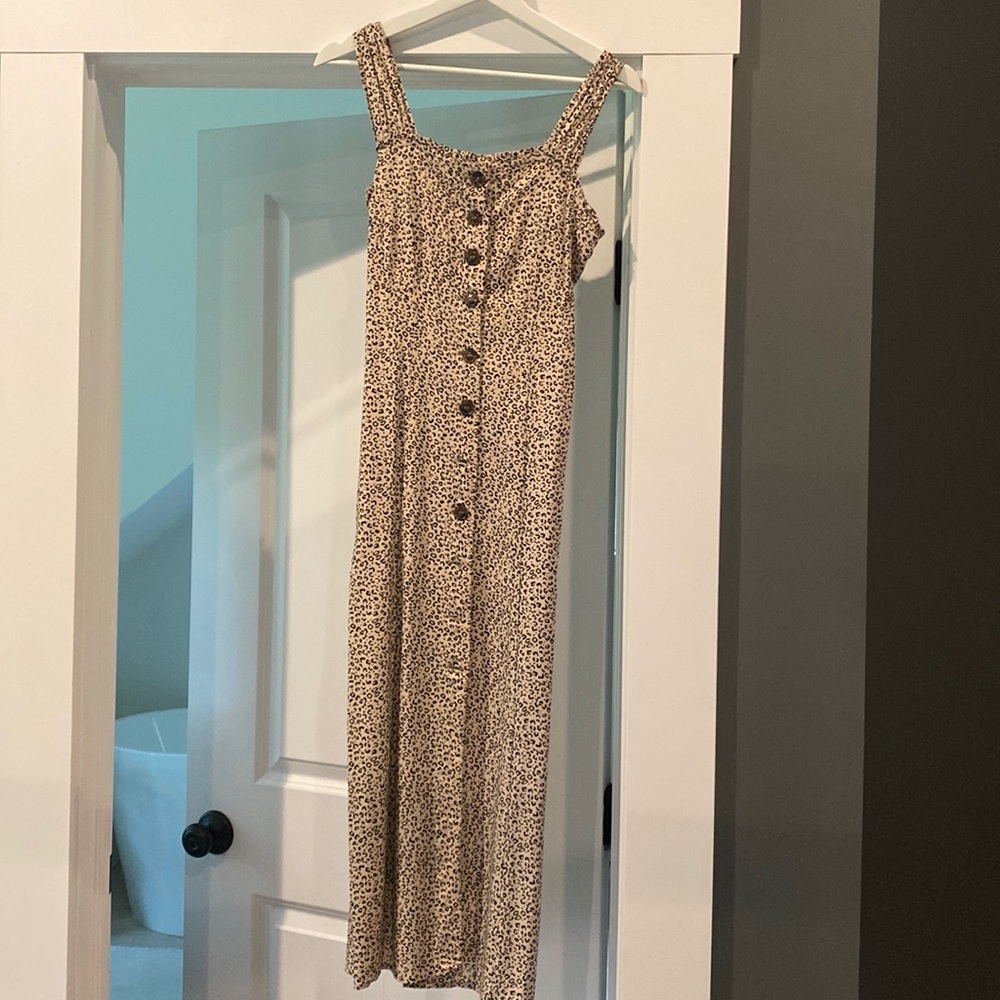 EUC Beige/Black Print Cotton/Rayon Dress by Japna
